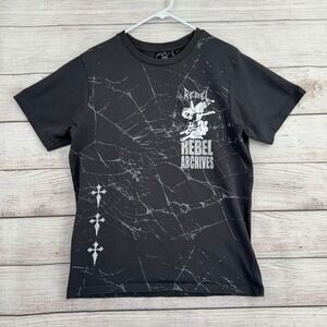 Rebel Vengeance T-Shirt Men Large Black Rebel Archives Graphic Spiderweb Cross